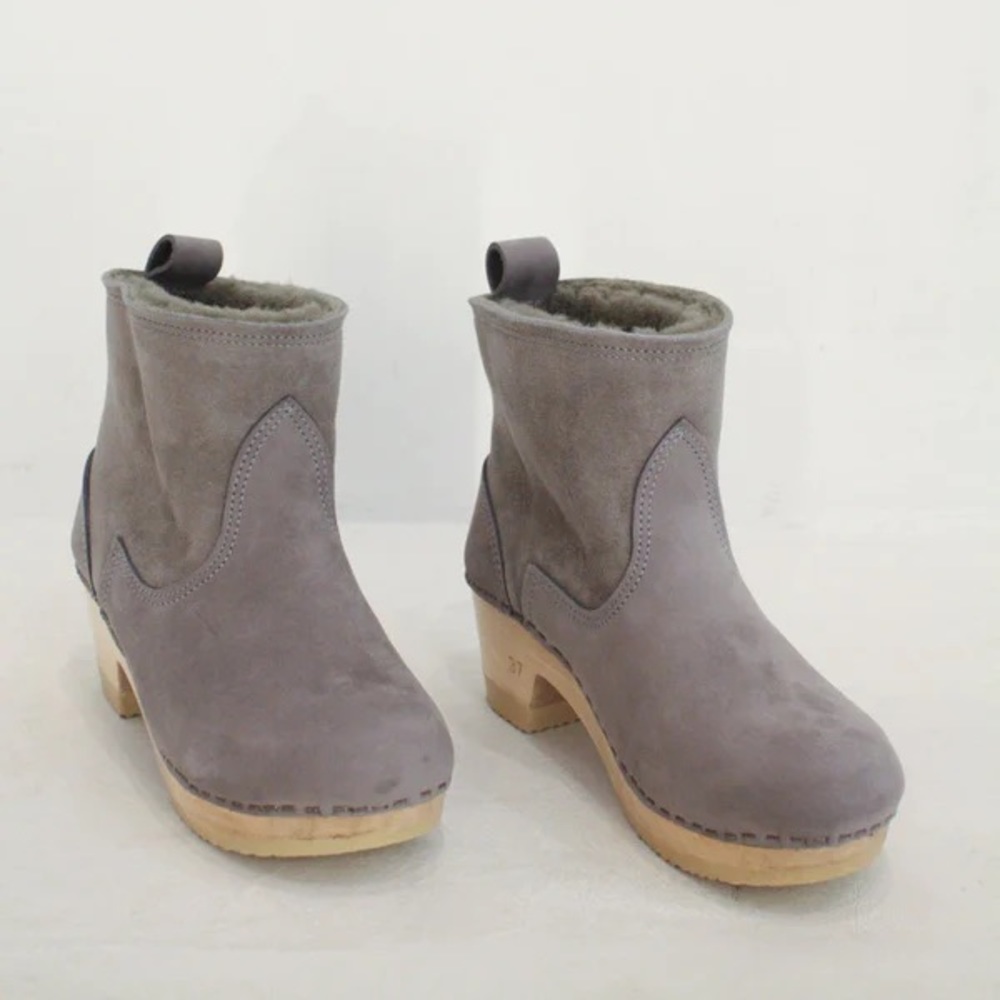 No. 6 Shearling Clog Boots, grey, size 40